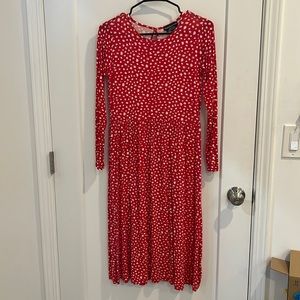 RED MAXI DRESS WITH POLKA DOTS